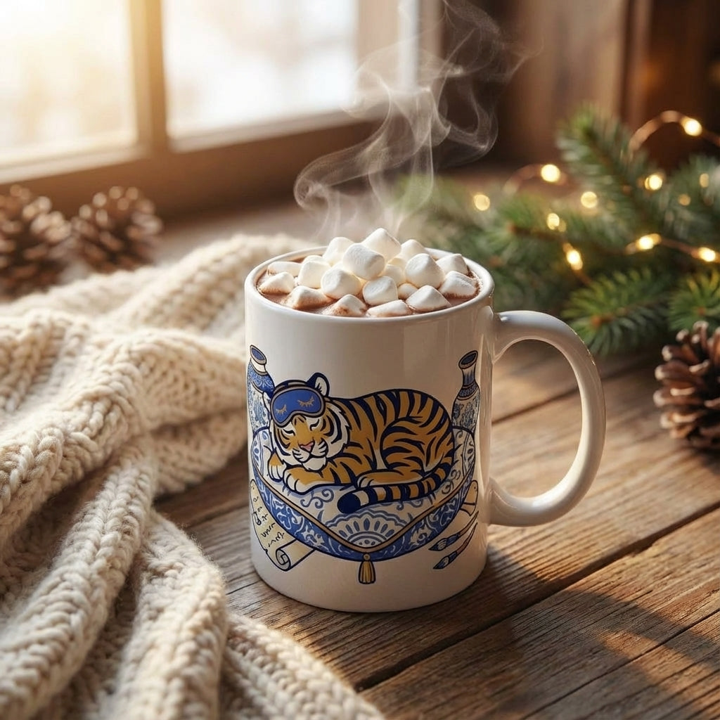 Mahjong Night Tigers - Porcelain Dreams - 15oz Mug