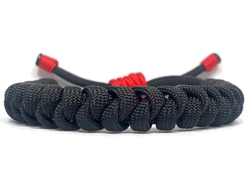 Engineered Jet Black and Red Rope Bracelet Engineered