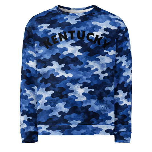 Kentucky Camo Sweatshirt | Blue All-Over Print | Unisex Fleece