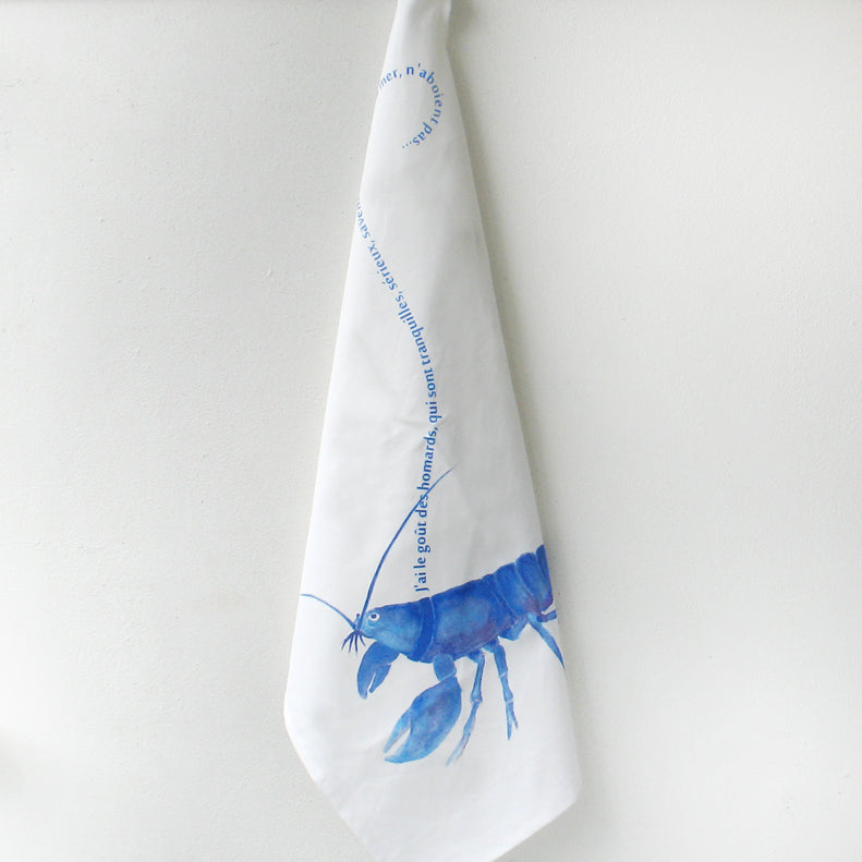 French Pet Lobster Print Kitchen Tea Towel