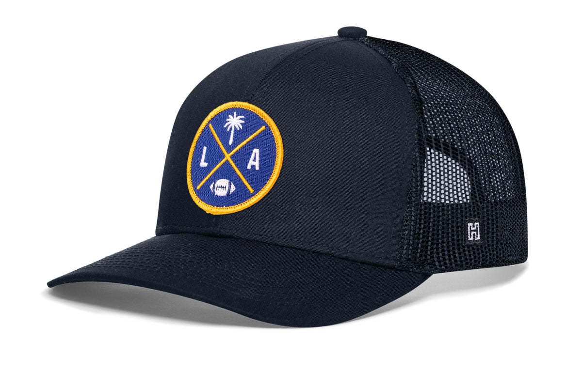 Los Angeles Trucker Hat | Black LA X Football Snapback