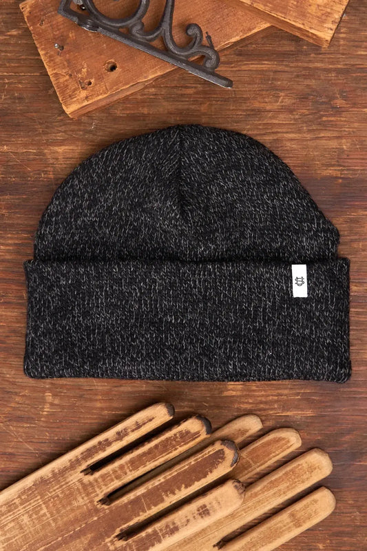 Black Melange Ragg Wool Beanie UPSTATE STOCK