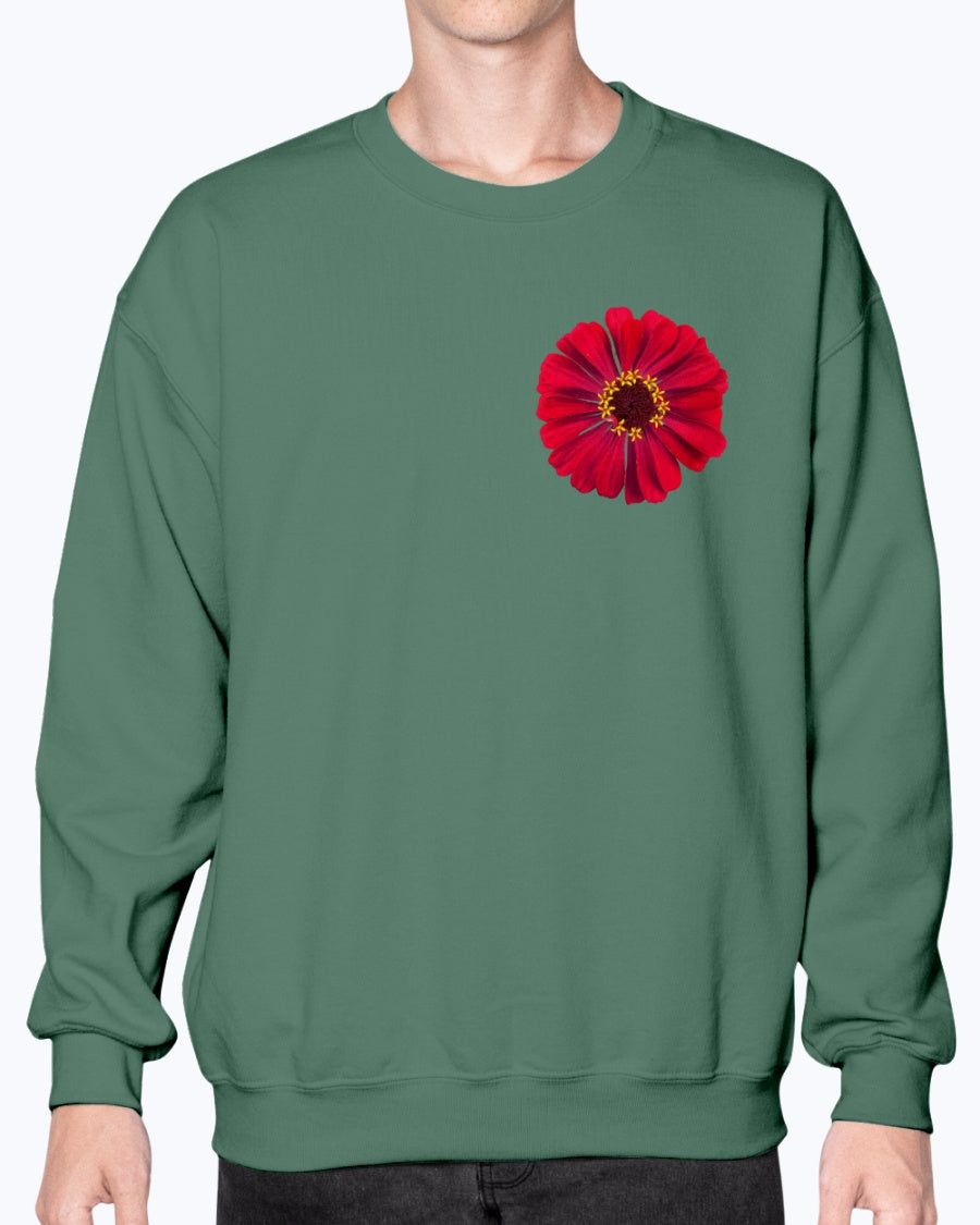 Gerbera Vibrant Red Floral Crewneck Sweatshirt, Cozy Unisex Fashion for Spring Time & Flower Lovers, Moss Apparel, Unisex Crewneck Sweatshirt
