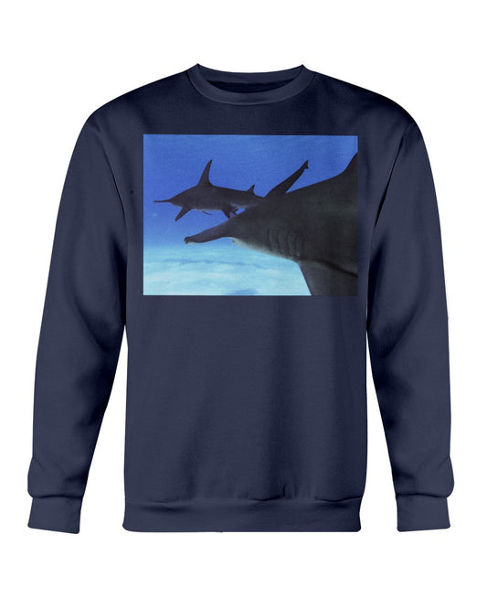 Hammerhead Pursuit, Shark Fan Sweater, wildlife clothing, Moss Apparel, Unisex Crewneck Sweatshirt