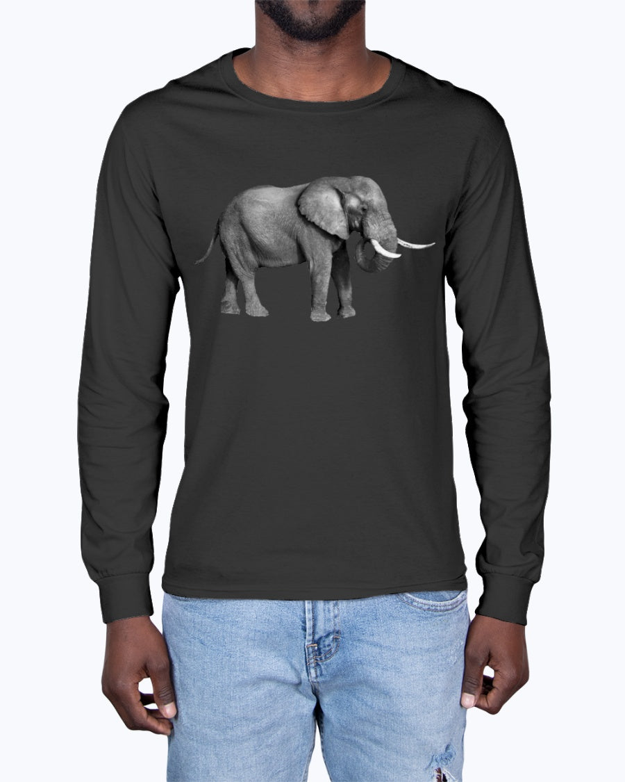 Grazing African Elephant, African Elephant, Elephant lovers, wildlife fans, Moss Apparel, Unisex Long Sleeve T-Shirt