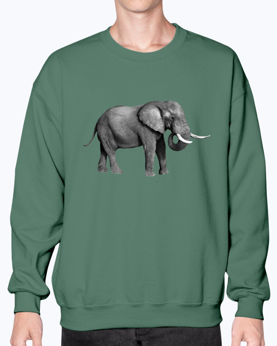 Grazing African Elephant, African Elephant, Elephant lovers, wildlife fans, Moss Apparel, Unisex Crewneck Sweatshirt