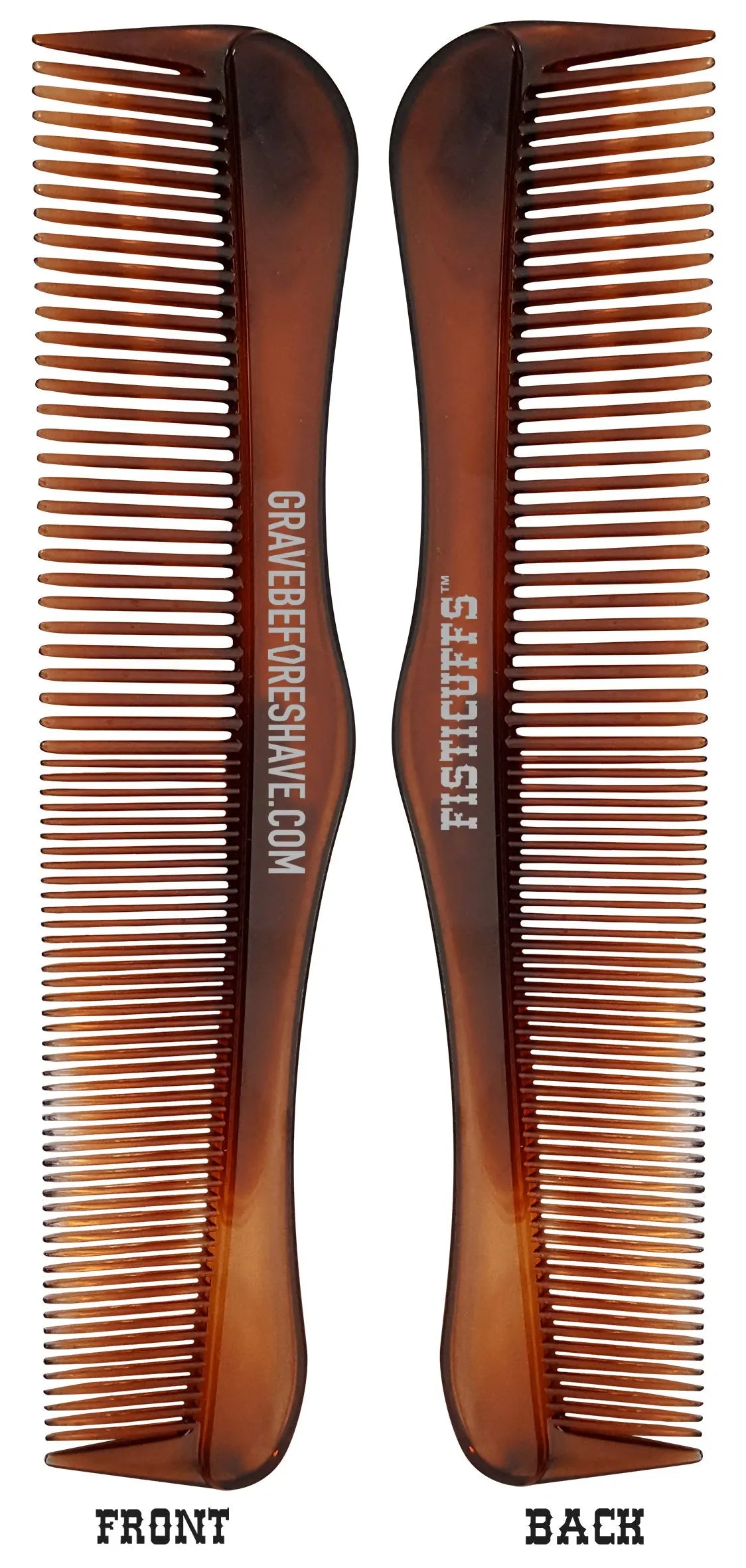 Grave Before Shave Acrylic Tortoise Shell Fine/Wide Tooth Comb (made by BASS) Grave Before Shave