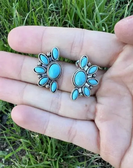 Small Turquoise Cluster Stud Earrings Wild Junkie
