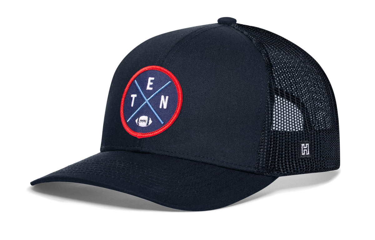 Tennessee Trucker Hat | Black TEN X Football Snapback