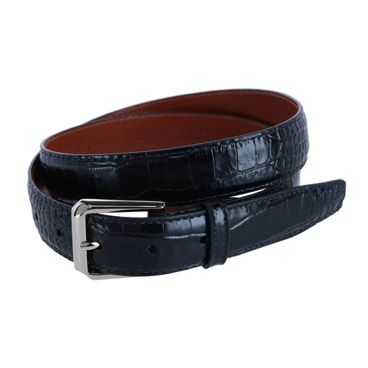30mm Mock Alligator Embossed Italian Leather Belt Trafalgar Store