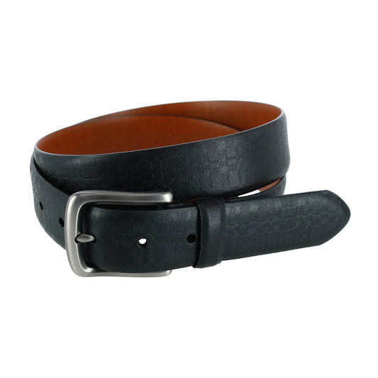 Caelen Plaid Embossed Leather Belt Trafalgar Store