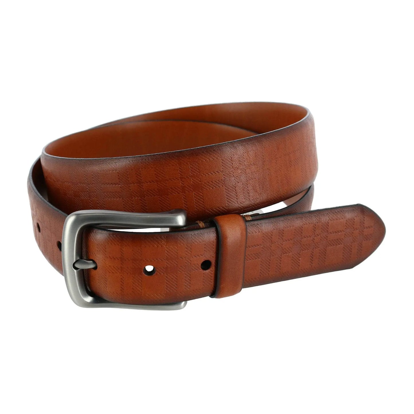 Caelen Plaid Embossed Leather Belt Trafalgar Store