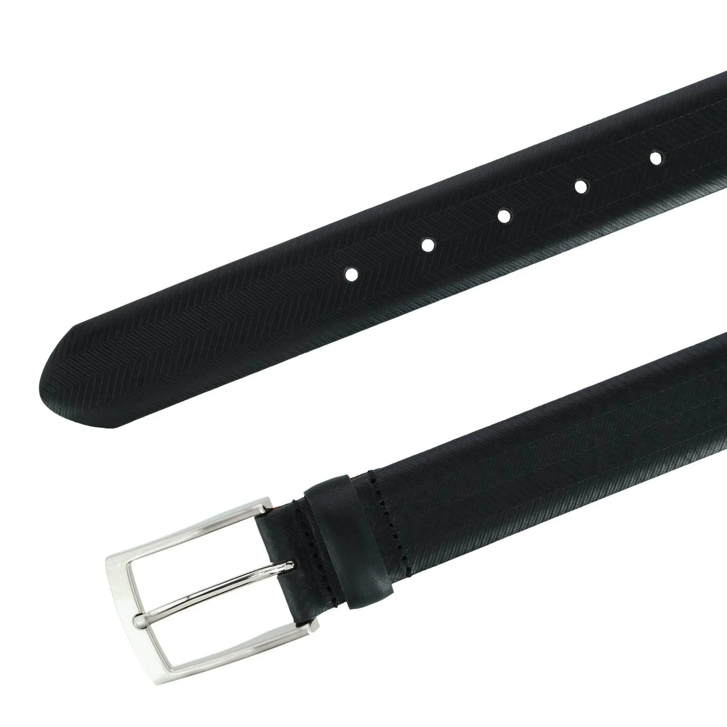 Gregorio 35mm Herringbone Embossed Feather Edged Leather Belt Trafalgar Store