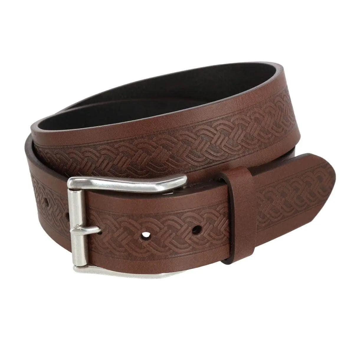 Grady 40mm Celtic Scroll Embossed Leather Jean Belt Trafalgar Store