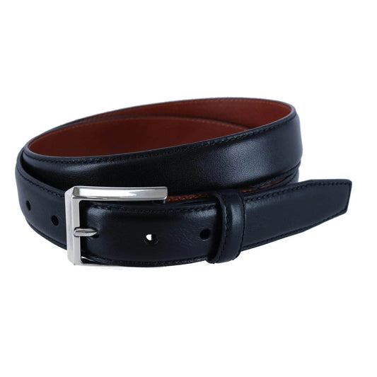 30MM Pebble Grain Leather Belt with Silver Buckle Trafalgar Store