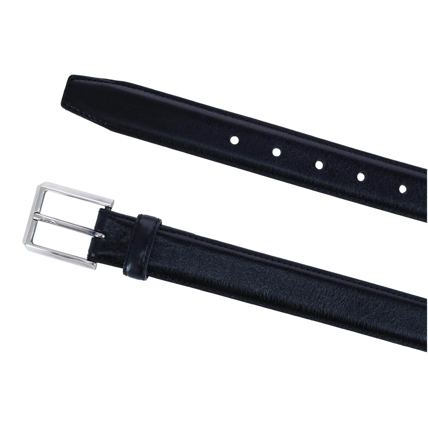30MM Pebble Grain Leather Belt with Silver Buckle Trafalgar Store