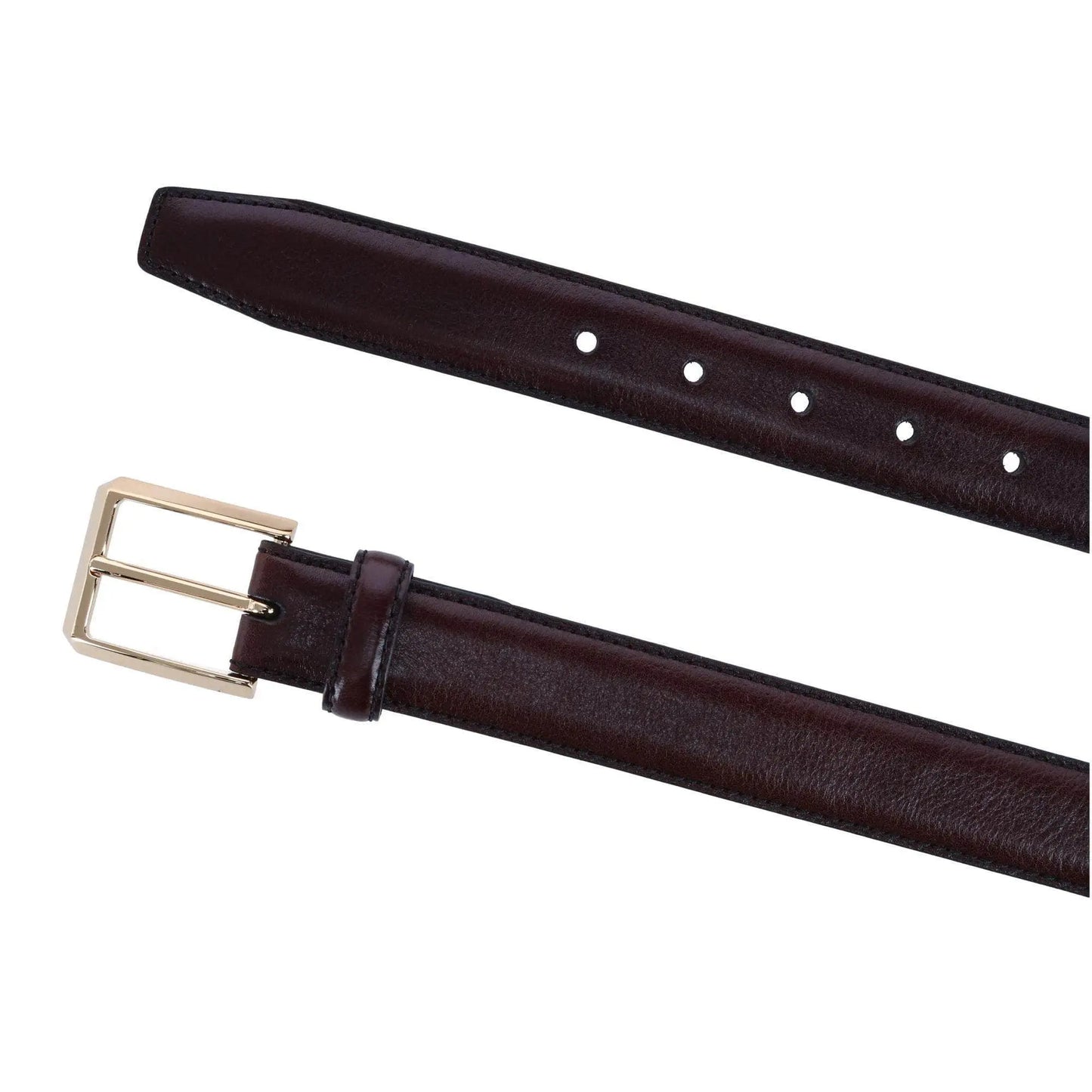 30MM Pebble Grain Leather Belt with Gold Buckle Trafalgar Store