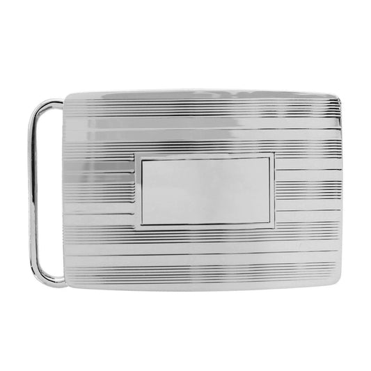 30mm Engine Turned Rhodium Compression Belt Buckle Trafalgar Store