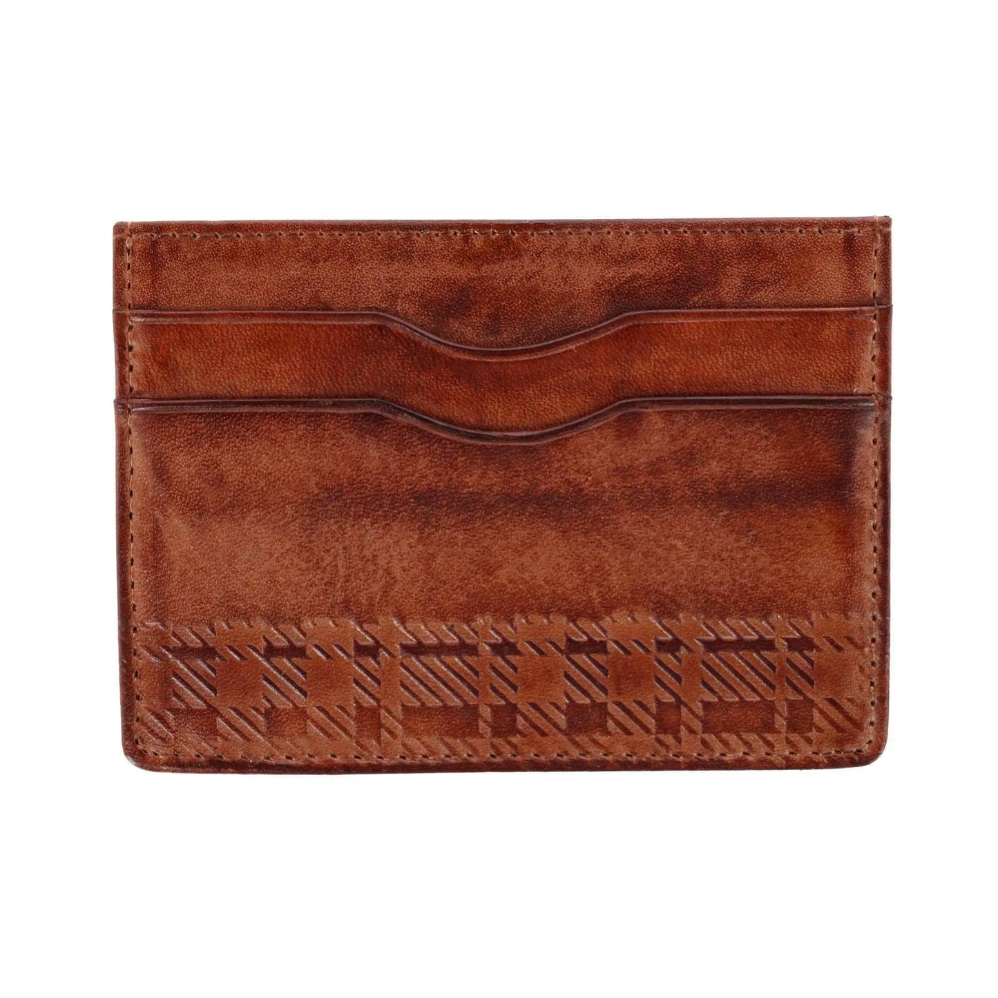 Caelen Plaid Embossed Bi-Fold Wallet and Card Case Combo Trafalgar Store