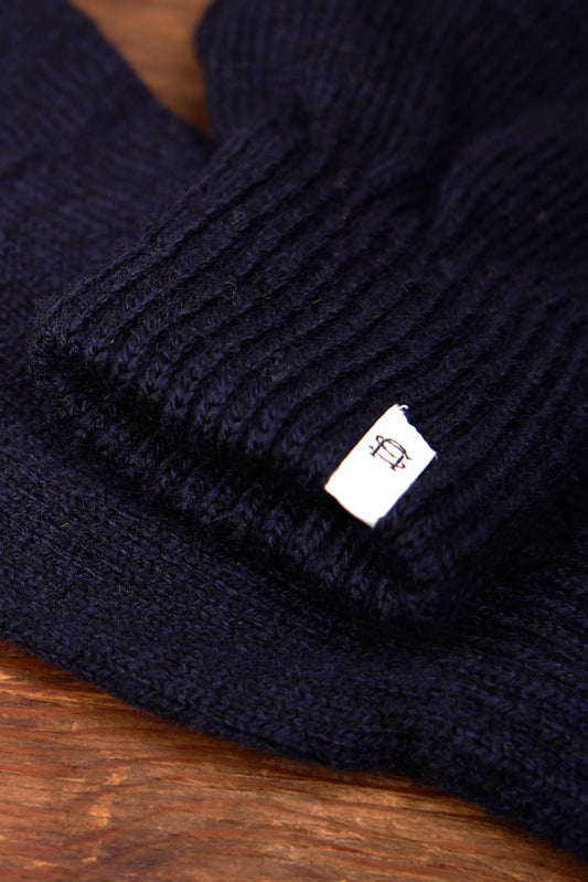 Navy Melange Fingerless Ragg Wool Gloves UPSTATE STOCK
