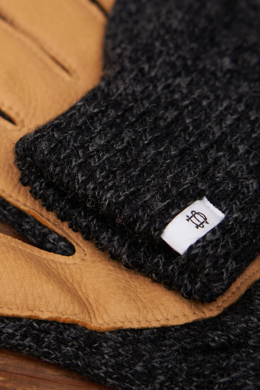 Black Melange with Natural Deerskin Full Glove UPSTATE STOCK
