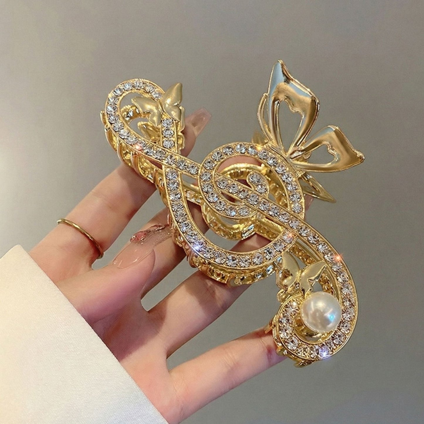 Treble Clef Hair Clip – Crystal Rhinestone Music Note Barrette