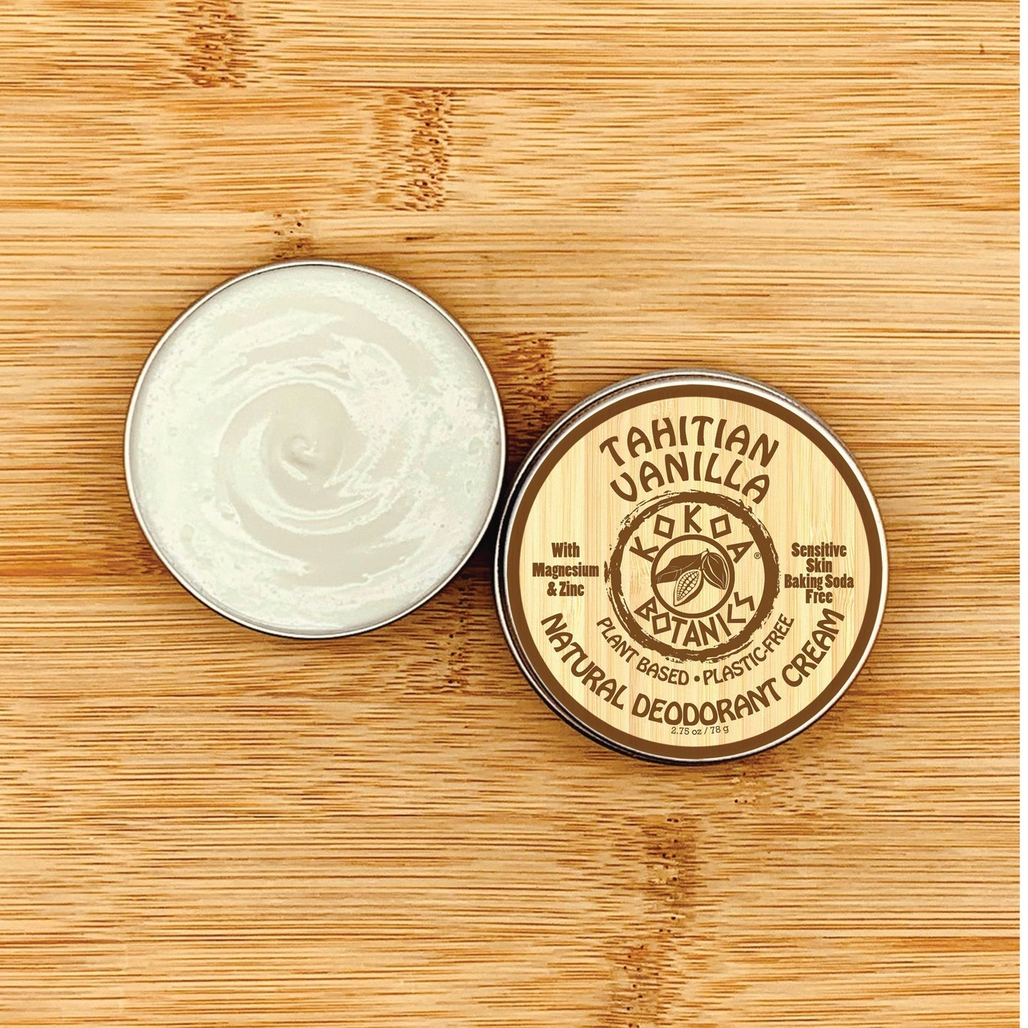 TAHATIAN VANILLA - Natural Deodorant Cream - Sensitive Skin - Baking Soda Free - 2.5 oz