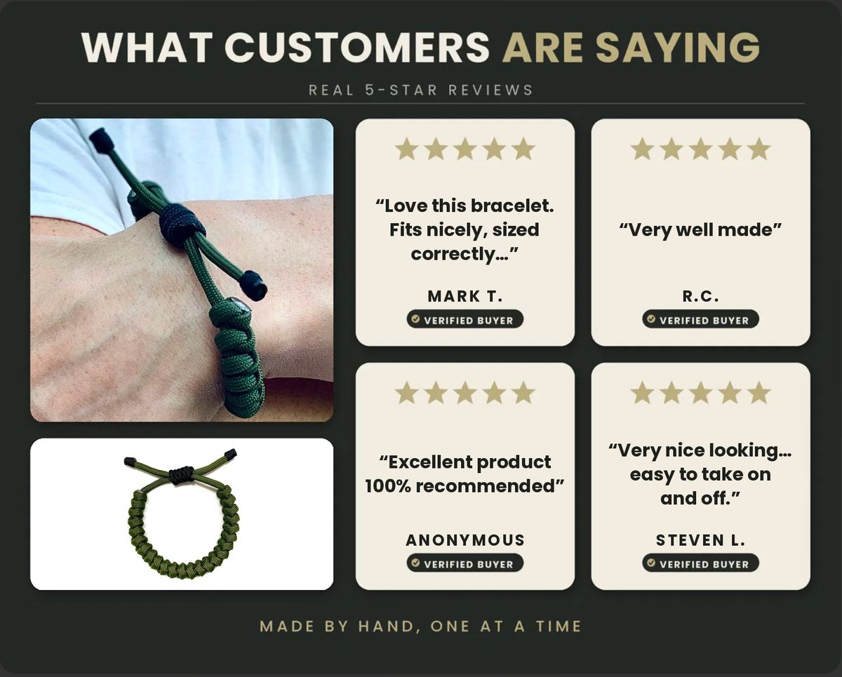 Engineered Warrior Rope Bracelet in Olive – Handmade 550 Paracord Design