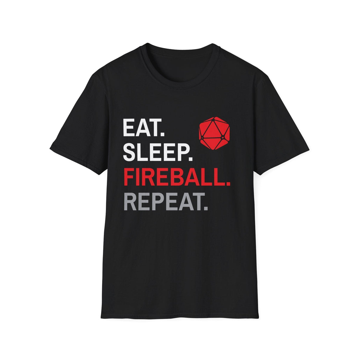 Wizard Class T-Shirt – 'Eat, Sleep, Fireball, Repeat'