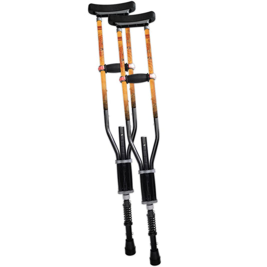 Adjustable Spring Cushion Crutches Perfect for Sports Injuries and Travel - Heights 4'7" to 6'6" - Adjust to 22" for Travel - Choice of Colors
