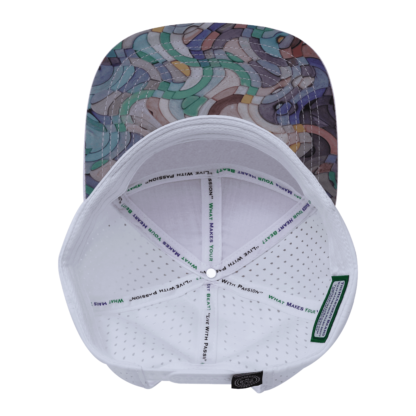 **YOUTH** Color Vibes Hat - Flat Bill - Mosaic Curves - Light Pink / White - Laser Mesh