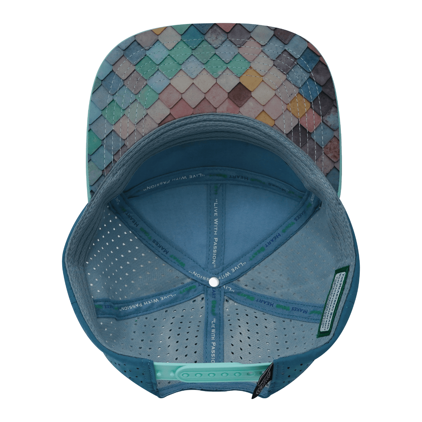 **YOUTH** Color Vibes Hat - Flat Bill - Mosaic Scales - Mint / White / Slate Blue - Laser Mesh