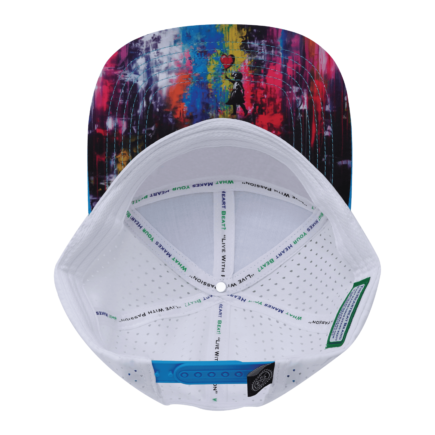 **YOUTH** Color Vibes Hat - Flat Bill - Street Art - Neon Blue / Neon Green Blue / White - Laser Mesh