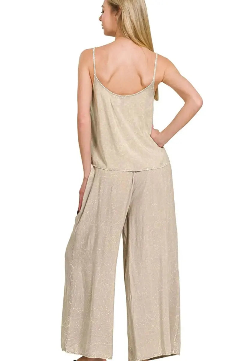 Women's Lounge Set Cami Lounge Set - Acid Wash - Comfy Two Piece