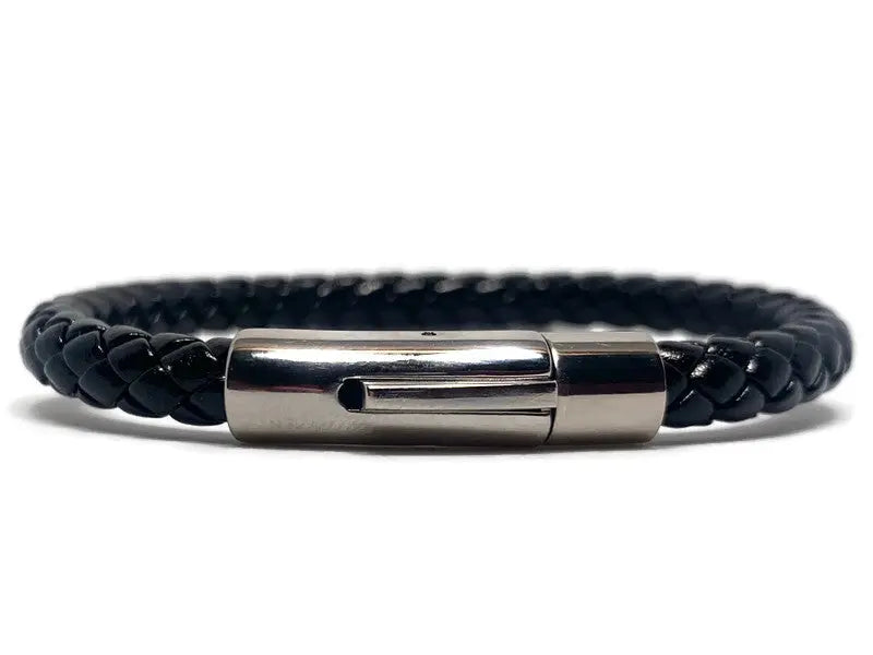 Slim Black Leather Bracelet Crucible