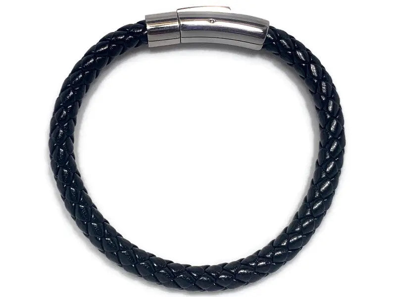 Slim Black Leather Bracelet Crucible