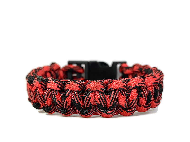 Engineered Paracord Bracelet in Red and Black Medium (Fits 7-7.5 inch wrists)