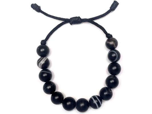 Engineered Black Stripes Beaded Bracelet