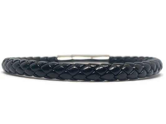 Slim Black Leather Bracelet Crucible