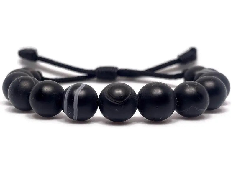 Engineered Black Stripes Beaded Bracelet