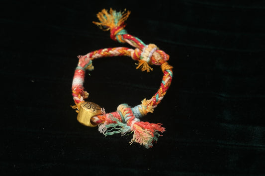 Colorful braided rope bracelet with gold accent