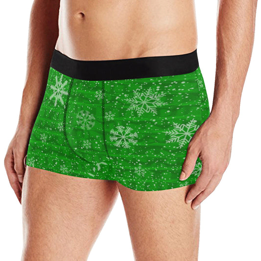 Green Holiday Snowflake Boxer Briefs