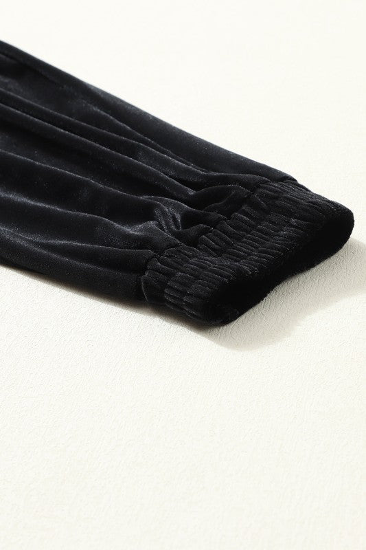 Solid Velvet Jogger Pants