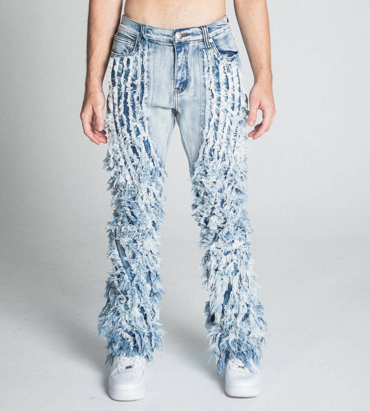 AJ18SK EXTREME FRAYED STACKED JEANS