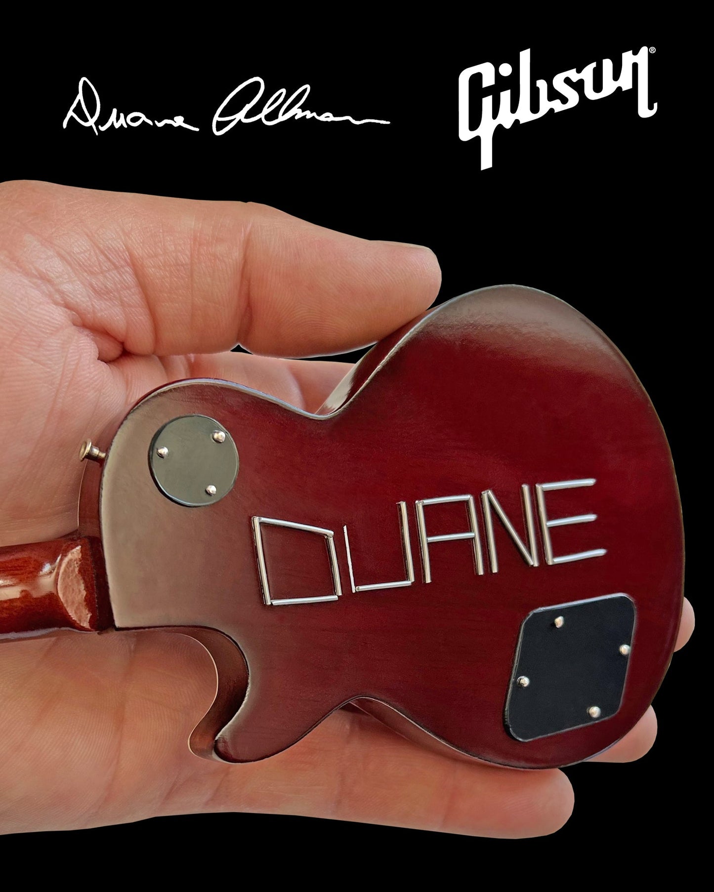 Duane Allman Gibson Les Paul Tobacco Burst "DUANE" Back Mini Guitar Model