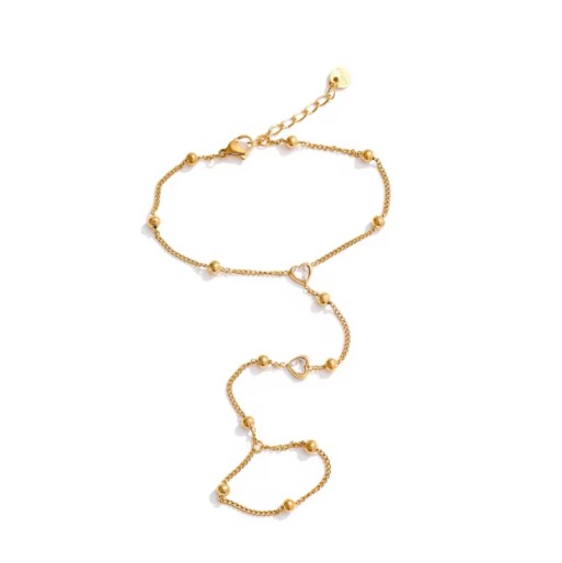 Double Heart Hand Chain Bracelet