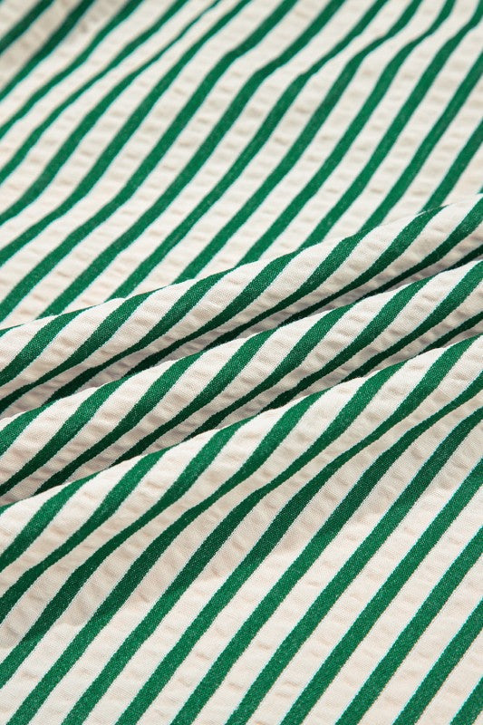 Stripe V-Neck Zip Front Midi Dress