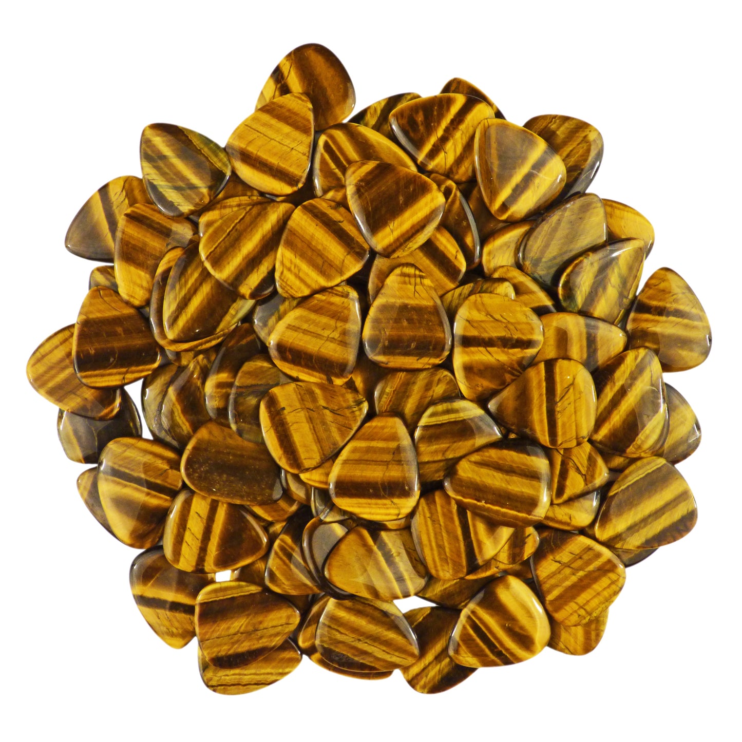 Yellow Tiger's Eye Stone Guitar Or Bass Pick - 3.0 mm Ultra Heavy Gauge - 351 Shape - Specialty Handmade Gemstone Exotic Plectrum