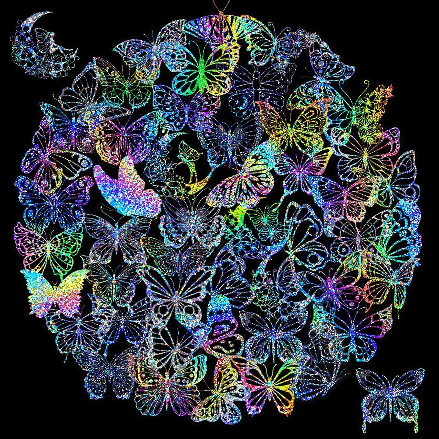 100pcs Butterfly Holographic Stickers – Waterproof Vinyl Set