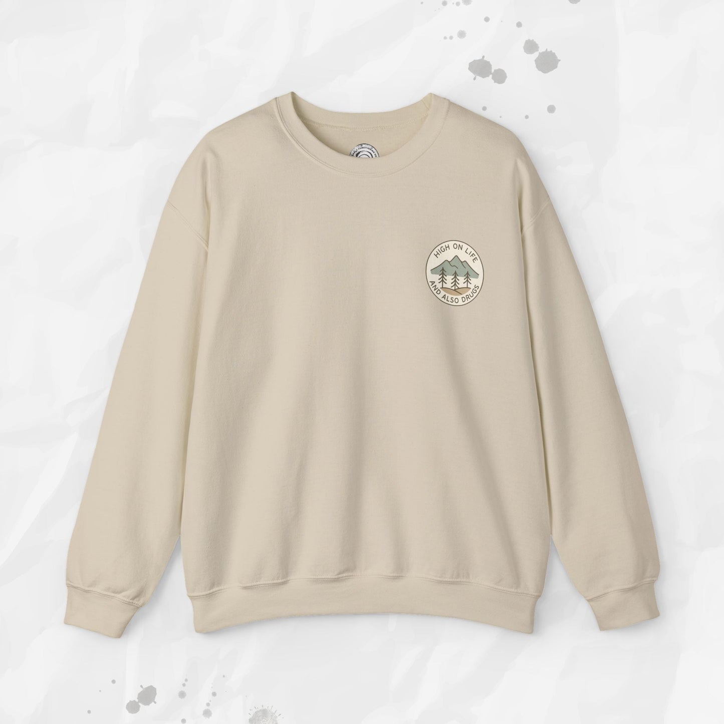 High on Life (and Also Drugs) – Crewneck Sweatshirt (Pocket Print)
